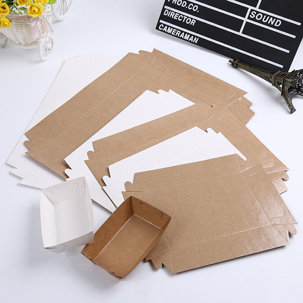 Food Snacks Box - 30Pcs Boat Shaped Kraft Paper Disposable