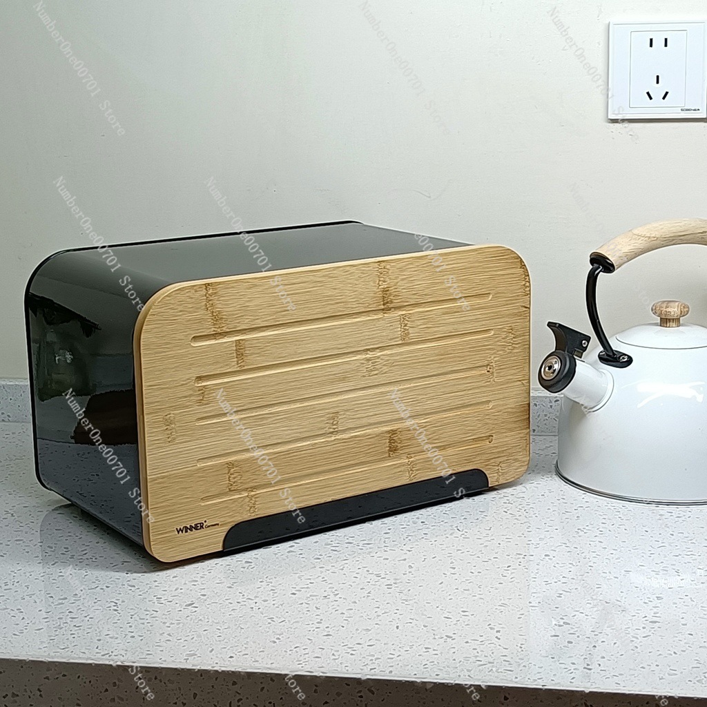 Food Snacks Box - Kitchen Bread Box with Bamboo Lid,