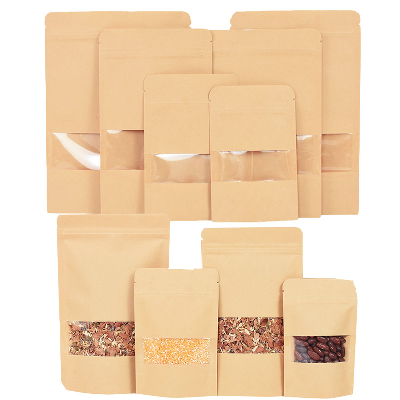 Food Snacks Gifts - 20/50pcs Kraft Paper Zip Lock Bags