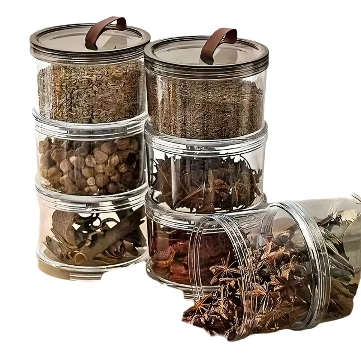 Food Snacks Box - 3-Layer Round Handheld Spice Box Multi-Layer