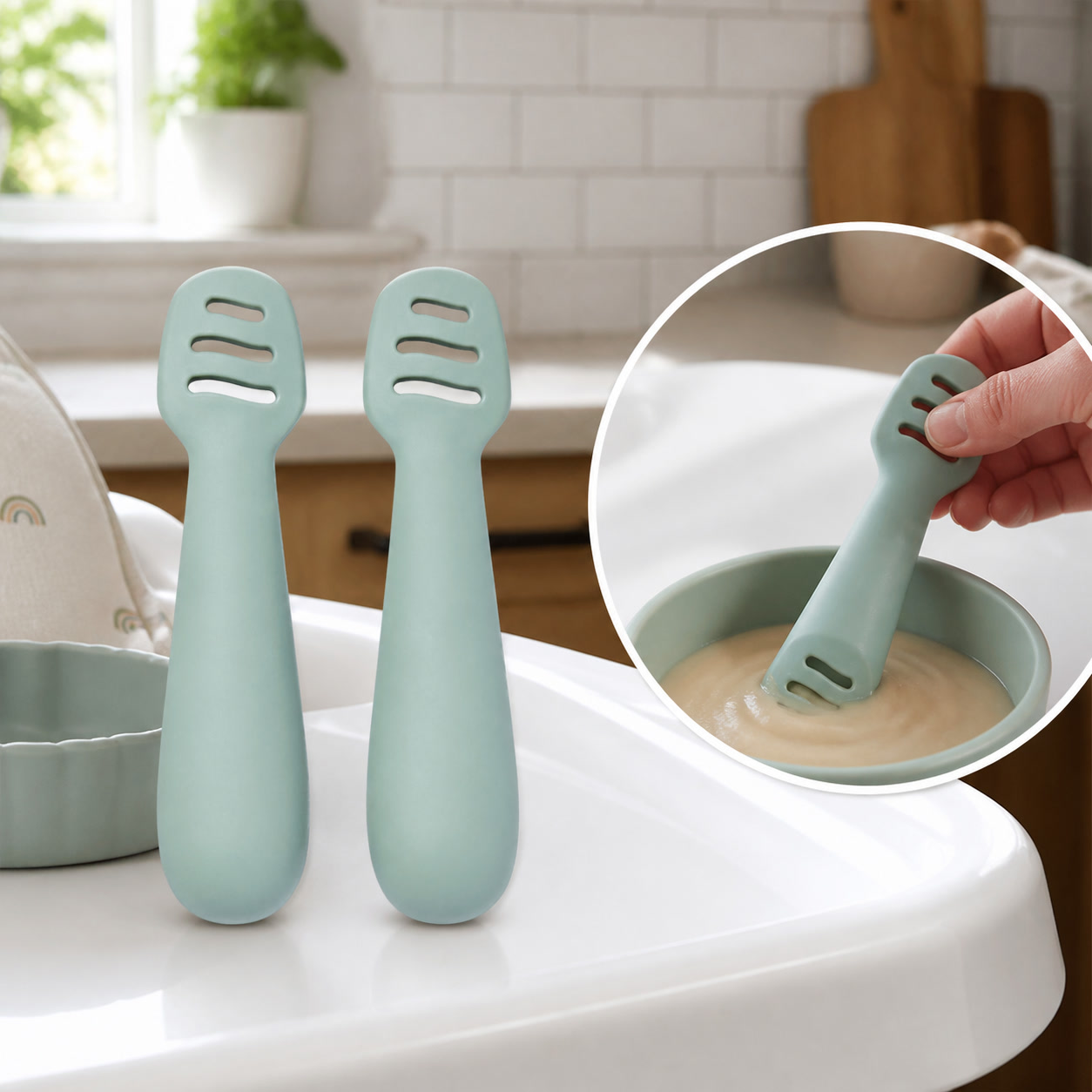 2pcs Green Baby Dipping Spoons - огляд і ціна Food Snacks That Are Green