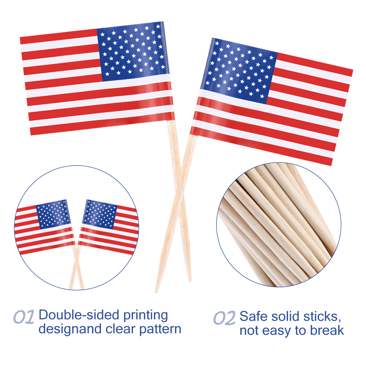 100Pcs American Flag Picks 2.5 - огляд і ціна Food Snacks For Party